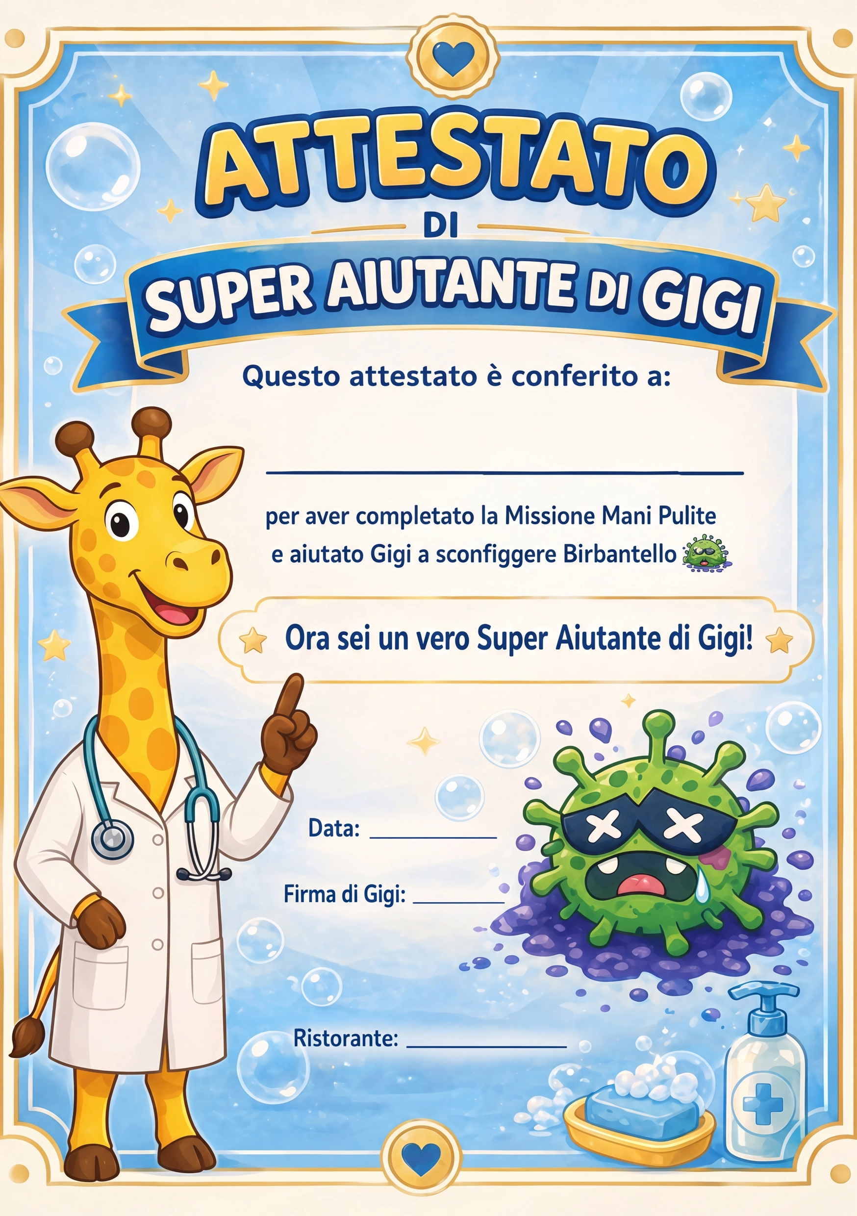 Attestato di Super Aiutante di Gigi